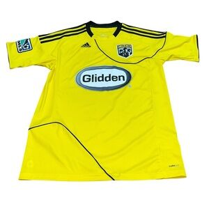 Adidas Columbus Crew Jersey Soccer Size L 2010/2011Yellow Barbasol MLS READ